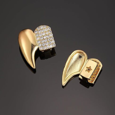 الهيب هوب مصاص دماء الأنياب 2 حزمة 18 كيلو مطلية بالذهب Grillz للرجال والنساء هالوين زي حزب مجوهرات الأسنان اكسسوارات in Kuwait