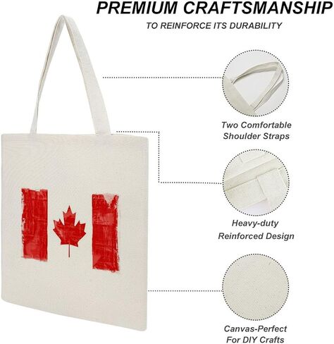 Canvas Tote Bag Cotton Polyester Large Capacity Work Casual Daily Storage Shopping Bag Reusable Canada Flag in Saudi Arabia