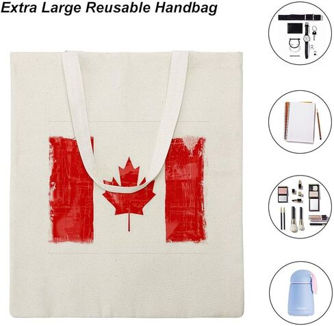 Canvas Tote Bag Cotton Polyester Large Capacity Work Casual Daily Storage Shopping Bag Reusable Canada Flag in Saudi Arabia