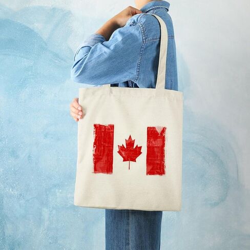 Canvas Tote Bag Cotton Polyester Large Capacity Work Casual Daily Storage Shopping Bag Reusable Canada Flag in Saudi Arabia
