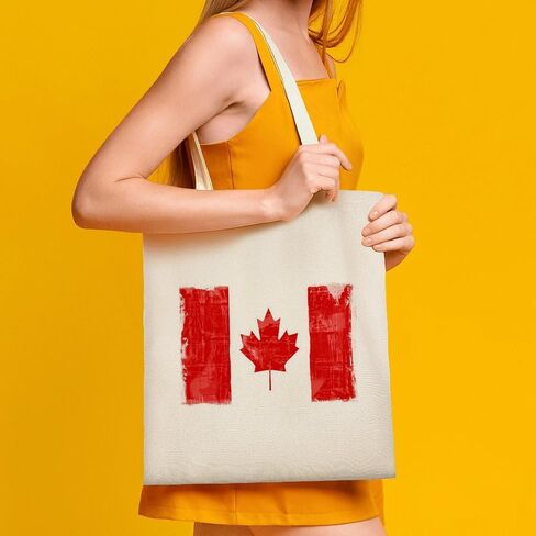 Canvas Tote Bag Cotton Polyester Large Capacity Work Casual Daily Storage Shopping Bag Reusable Canada Flag in Saudi Arabia