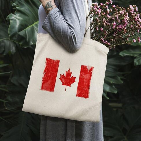 Canvas Tote Bag Cotton Polyester Large Capacity Work Casual Daily Storage Shopping Bag Reusable Canada Flag in Saudi Arabia