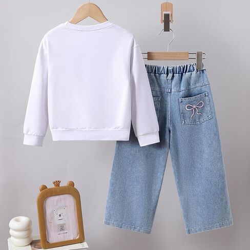 Kids Girls Clothes Tracksuit Set 6-11 Years Sweatshirt & Pants with Heart Print Casual Outfit in Saudi Arabia