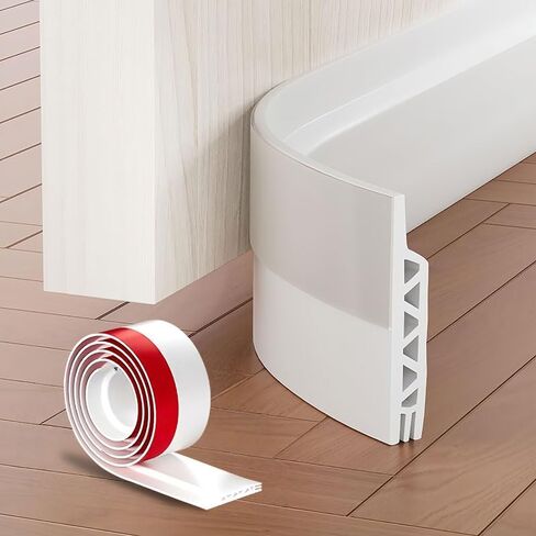 Door Draft Stopper, Under Door Draft Stoppers, Sweep for Exterior & Interior Doors, Weather Stripping Door Seal, Garage Window Blocker Noise Cold Air Insulation, Draft Guard White 2" W x 39" L in Saudi Arabia