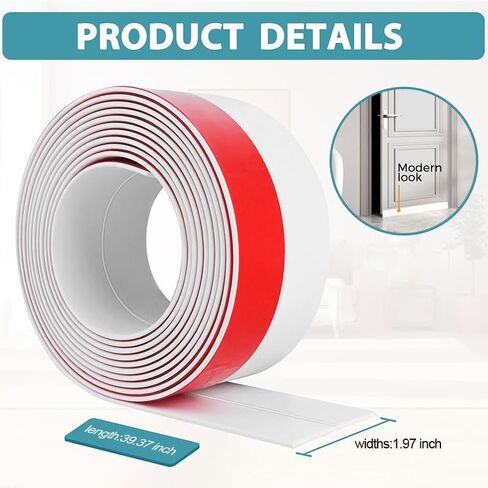 Door Draft Stopper, Under Door Draft Stoppers, Sweep for Exterior & Interior Doors, Weather Stripping Door Seal, Garage Window Blocker Noise Cold Air Insulation, Draft Guard White 2" W x 39" L in Saudi Arabia
