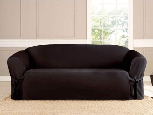 Linen Store Microsuede Furniture Slipcover, Couch Protector Machine Washable Loveseat Cover Perfect for Kids, Dogs, Pets (Black, Loveseat) in Saudi Arabia
