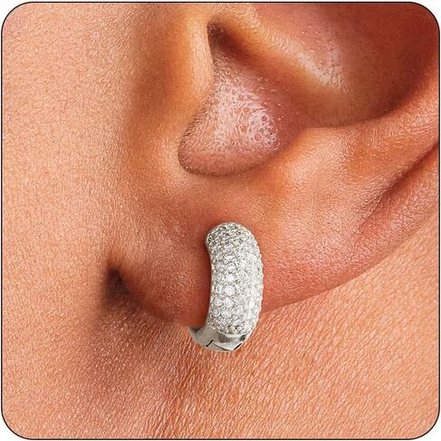 Hoop Earrings for Men | 14K Gold Plated Cartilage Huggie Earrings, Hypoallergenic Lightweight CZ Inlaid for Sensitive Ears in Saudi Arabia