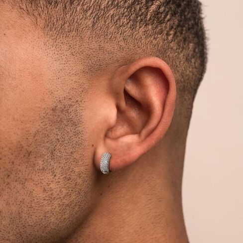 Hoop Earrings for Men | 14K Gold Plated Cartilage Huggie Earrings, Hypoallergenic Lightweight CZ Inlaid for Sensitive Ears in Saudi Arabia