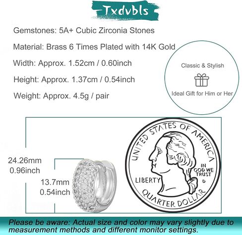 Hoop Earrings for Men | 14K Gold Plated Cartilage Huggie Earrings, Hypoallergenic Lightweight CZ Inlaid for Sensitive Ears in Saudi Arabia