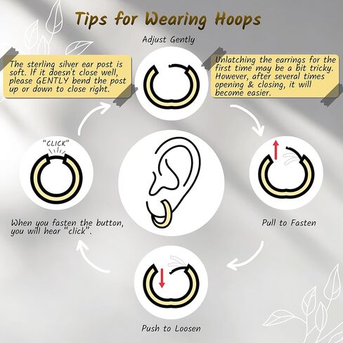 Hoop Earrings for Men | 14K Gold Plated Cartilage Huggie Earrings, Hypoallergenic Lightweight CZ Inlaid for Sensitive Ears in Saudi Arabia