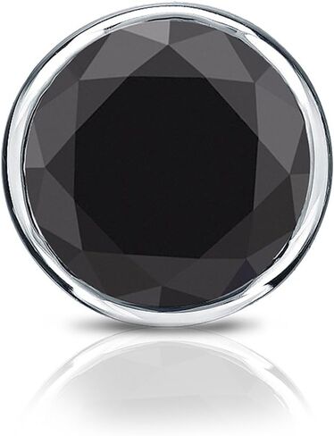 Diamond Wish 14k White Gold Round Black Diamond SINGLE STUD Earring (1/4-2ct TW) Bezel Set, Screw-Back in Saudi Arabia