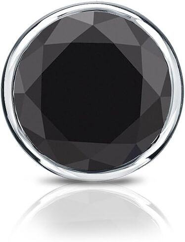 Diamond Wish 14k White Gold Round Black Diamond SINGLE STUD Earring (1/4-2ct TW) Bezel Set, Screw-Back in Saudi Arabia