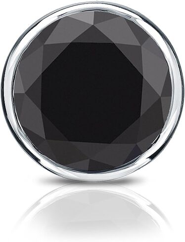 Diamond Wish 14k White Gold Round Black Diamond SINGLE STUD Earring (1/4-2ct TW) Bezel Set, Screw-Back in Saudi Arabia