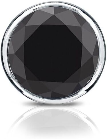 حلق من Diamond Wish من الذهب الأبيض عيار 14 قيراط مستدير من الألماس الأسود (1/4-2 قيراط TW) مجموعة إطار، ظهر لولبي in Kuwait