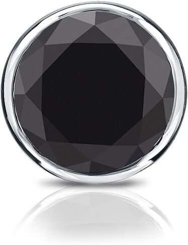 Diamond Wish 14k White Gold Round Black Diamond SINGLE STUD Earring (1/4-2ct TW) Bezel Set, Screw-Back in Saudi Arabia