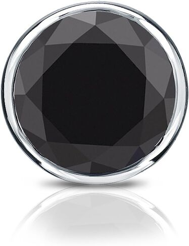Diamond Wish 14k White Gold Round Black Diamond SINGLE STUD Earring (1/4-2ct TW) Bezel Set, Screw-Back in Saudi Arabia