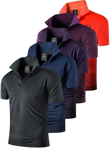 jeansian 5 Pack Mens Polo Shirts Quick Dry Short Sleeve Golf T Shirt Performance Moisture Wicking Casual Workout LSL195_5Pack in Saudi Arabia