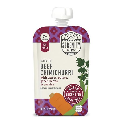 Serenity Kids 6+ Months Baby Food Pouches Puree Made With Ethically Sourced Meats & Organic Veggies | 3.5 Ounce BPA-Free Pouch | Free Range Chicken & Thyme, Parsnip, Beet | 1 Count in Saudi Arabia