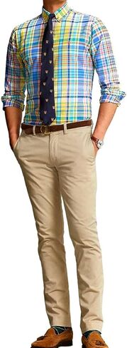 POLO RALPH LAUREN Men's Classic-Fit Oxford Shirt (US, Alpha, X-Large, Regular, Regular, Yellow/Turquoise Multi) in Saudi Arabia