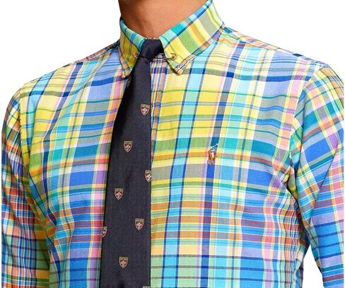 POLO RALPH LAUREN Men's Classic-Fit Oxford Shirt (US, Alpha, X-Large, Regular, Regular, Yellow/Turquoise Multi) in Saudi Arabia