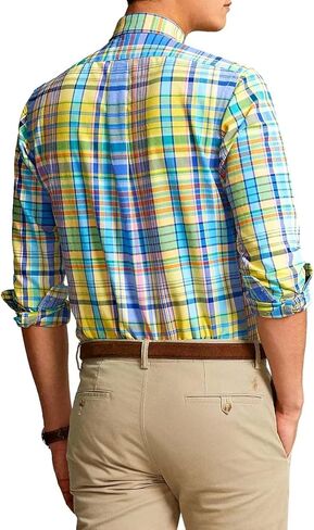POLO RALPH LAUREN Men's Classic-Fit Oxford Shirt (US, Alpha, X-Large, Regular, Regular, Yellow/Turquoise Multi) in Saudi Arabia