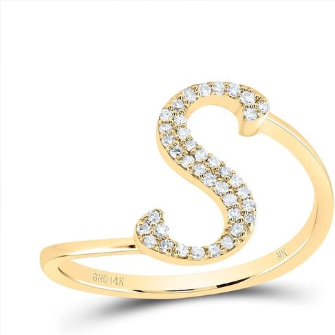 Jewels By Lux 14kt Yellow Gold Diamond Initial Wedding Engagement Anniversary Ring, Womens Size 5-9 in Saudi Arabia