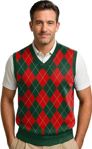 Maylian Men's Argyle Wool Sweater Vest in Kuwait