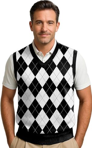 Maylian Men's Argyle Wool Sweater Vest in Kuwait