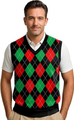 Maylian Men's Argyle Wool Sweater Vest in Kuwait