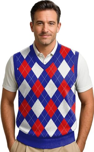 Maylian Men's Argyle Wool Sweater Vest in Kuwait