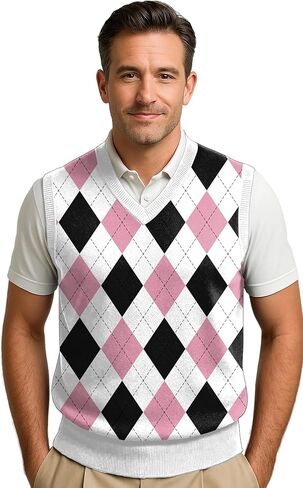 Maylian Men's Argyle Wool Sweater Vest in Kuwait
