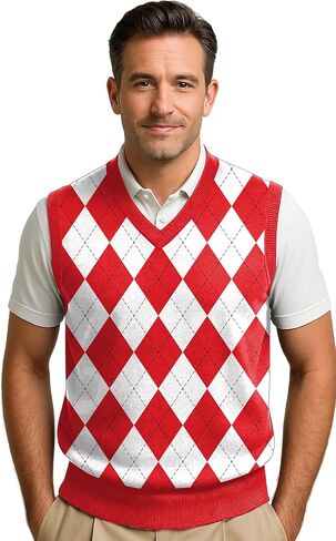 Maylian Men's Argyle Wool Sweater Vest in Kuwait