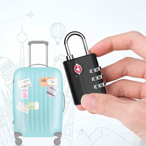 2 Pack TSA Approved Travel Luggage Locks, Suitcase Combination Lock, Keyless 3-Digit Zipper Padlocks, TSA Accepted Compatible Padlock for Gym Locker, Golf Bag Case, Backpack-Black in Saudi Arabia