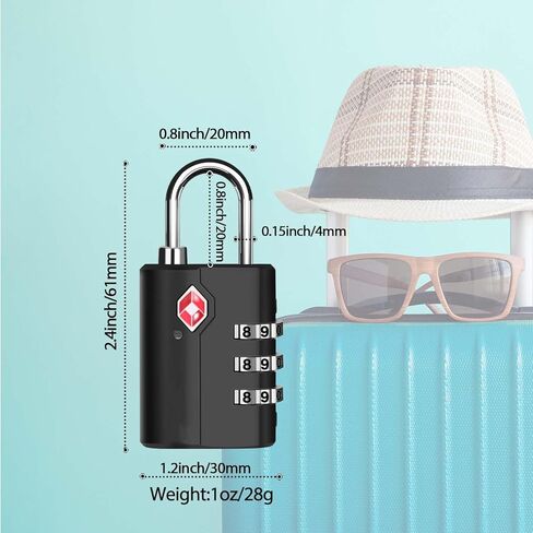 2 Pack TSA Approved Travel Luggage Locks, Suitcase Combination Lock, Keyless 3-Digit Zipper Padlocks, TSA Accepted Compatible Padlock for Gym Locker, Golf Bag Case, Backpack-Black in Saudi Arabia