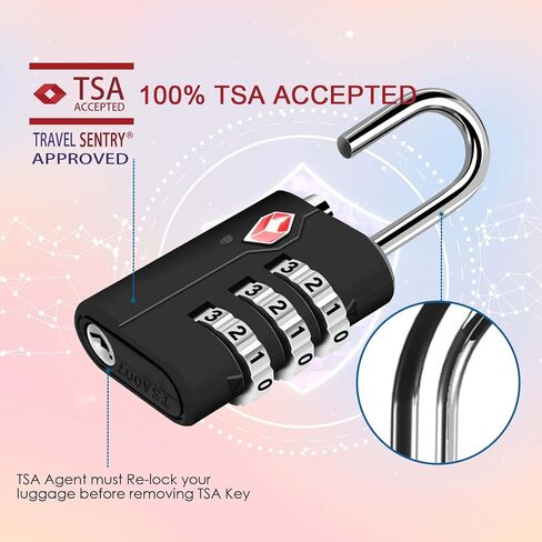 2 Pack TSA Approved Travel Luggage Locks, Suitcase Combination Lock, Keyless 3-Digit Zipper Padlocks, TSA Accepted Compatible Padlock for Gym Locker, Golf Bag Case, Backpack-Black in Saudi Arabia