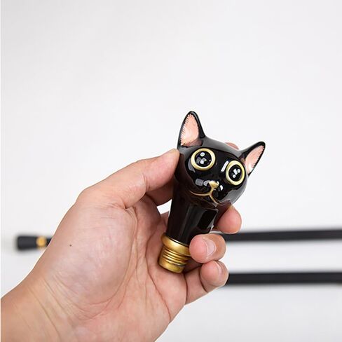 Black Cat Head Walking Cane, Metal Creative Walking Stick, 94cm Length, 0.55kg, Ideal for Gift (Party/Anniversary), Decorative Practical Aid in Saudi Arabia