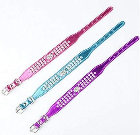 Haoyueer Rhinestone Dog Collar Crown Rhinestone Diamante Jewelry Crystal PU Leather Pet Dog Cat Puppy Collar(Purple,S fit Neck 20-26cm) in Saudi Arabia