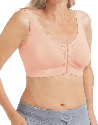 ENVY BODY SHOP Women's Wire-Free Front Closure Bra for Mastectomy, Recovery, and Sleep, Light Pink in Saudi Arabia