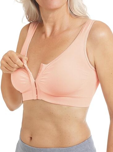ENVY BODY SHOP Women's Wire-Free Front Closure Bra for Mastectomy, Recovery, and Sleep, Light Pink in Saudi Arabia