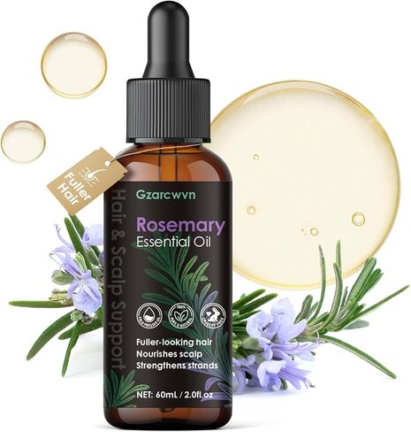 Gzarcwv Rosemary Essential Oil 60ml | Scalp Care & Hair Nourishing Oil | Plant-Based Formula for Stronger-Looking, Smoother Hair | Daily Scalp Massage & Hair Care in Kuwait
