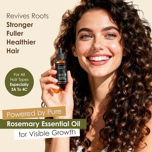 Gzarcwv Rosemary Essential Oil 60ml | Scalp Care & Hair Nourishing Oil | Plant-Based Formula for Stronger-Looking, Smoother Hair | Daily Scalp Massage & Hair Care in Kuwait