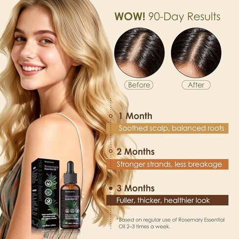 Gzarcwv Rosemary Essential Oil 60ml | Scalp Care & Hair Nourishing Oil | Plant-Based Formula for Stronger-Looking, Smoother Hair | Daily Scalp Massage & Hair Care in Kuwait