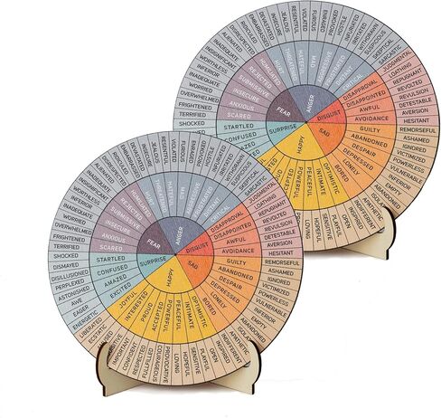 Feelings Wheel Therapy Tabletop Decor, Wooden Double-Sided Mental Health Mood Chart with Stance As a Gift for Consulting Therapists, Social Workers, School Counselors, and Home Office Decor in Saudi Arabia