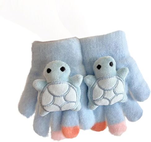 Kids Gloves Winter Fleece Warm Full Finger Gloves Funny Cute Print Fuzzy Plush Glove for 3-6 Years Old in Saudi Arabia