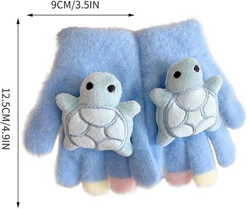 Kids Gloves Winter Fleece Warm Full Finger Gloves Funny Cute Print Fuzzy Plush Glove for 3-6 Years Old in Saudi Arabia