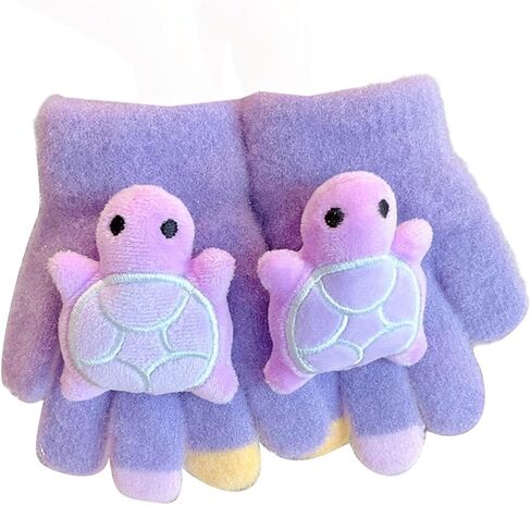 Kids Gloves Winter Fleece Warm Full Finger Gloves Funny Cute Print Fuzzy Plush Glove for 3-6 Years Old in Saudi Arabia