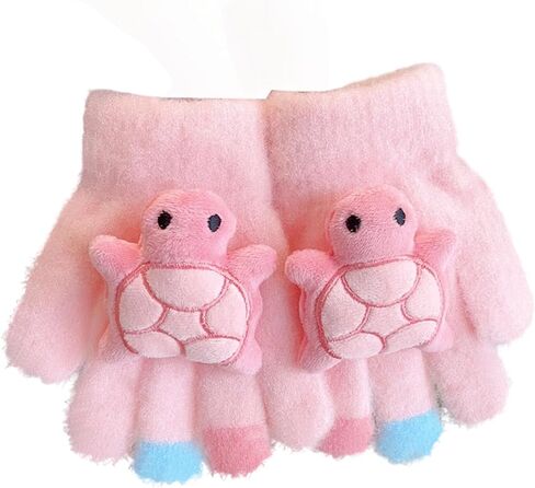 Kids Gloves Winter Fleece Warm Full Finger Gloves Funny Cute Print Fuzzy Plush Glove for 3-6 Years Old in Saudi Arabia
