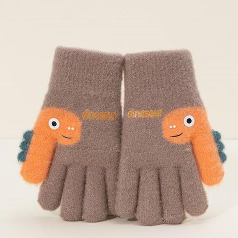 Kids Cartoon Knitted Gloves Warm Winter Warm Mittens for Boys Girls Cute Dinosaur Glove for School Cycling(7-12 years old) in Saudi Arabia