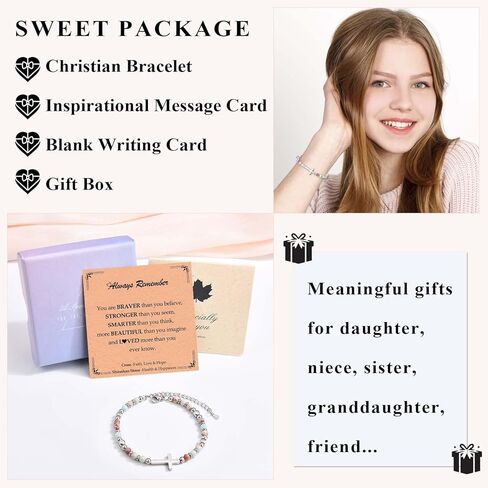 Teen Girl Gifts Trendy Stuff Christian Religious Christmas Stocking Stuffers Cross Bracelet for Women Girls Jewelry Valentines Day Easter Baptism Confirmation Holy Communion Birthday Graduation Gifts in Saudi Arabia