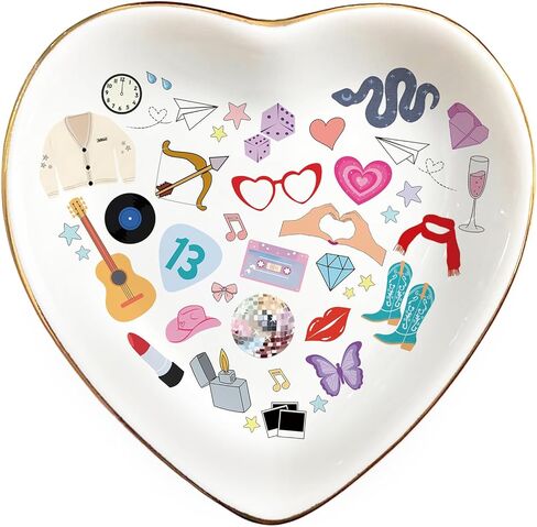 Singer Inspired Ring Dish, Ceramic Jewelry Tray for Music Fans, Birthday Gift for Girls Women, Gifts Idea for Christmas, Friendship Fun Presents, Trinket Rings Earrings Necklaces Key Decorative Dish in Saudi Arabia